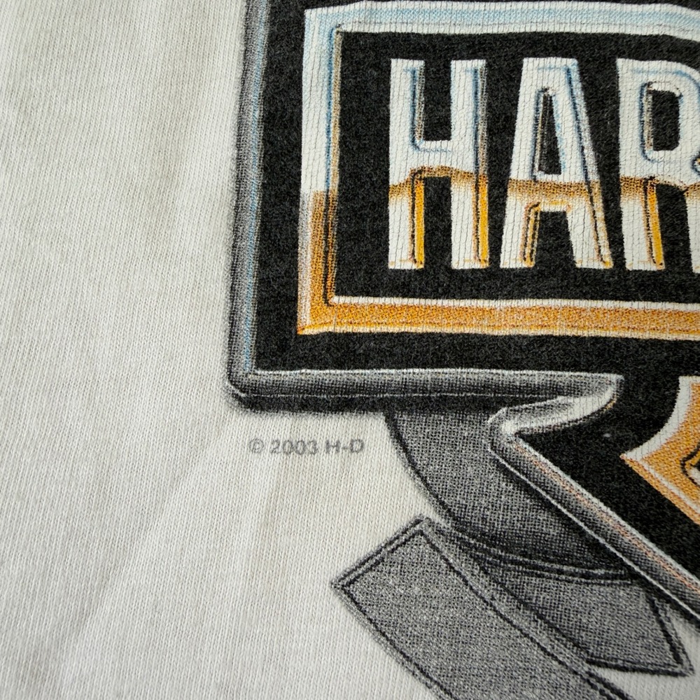 Harley Davidson Shirt Mens XL White Thunder Mountain Pocket Tee Biker Vtg Y2K - Picture 6 of 11